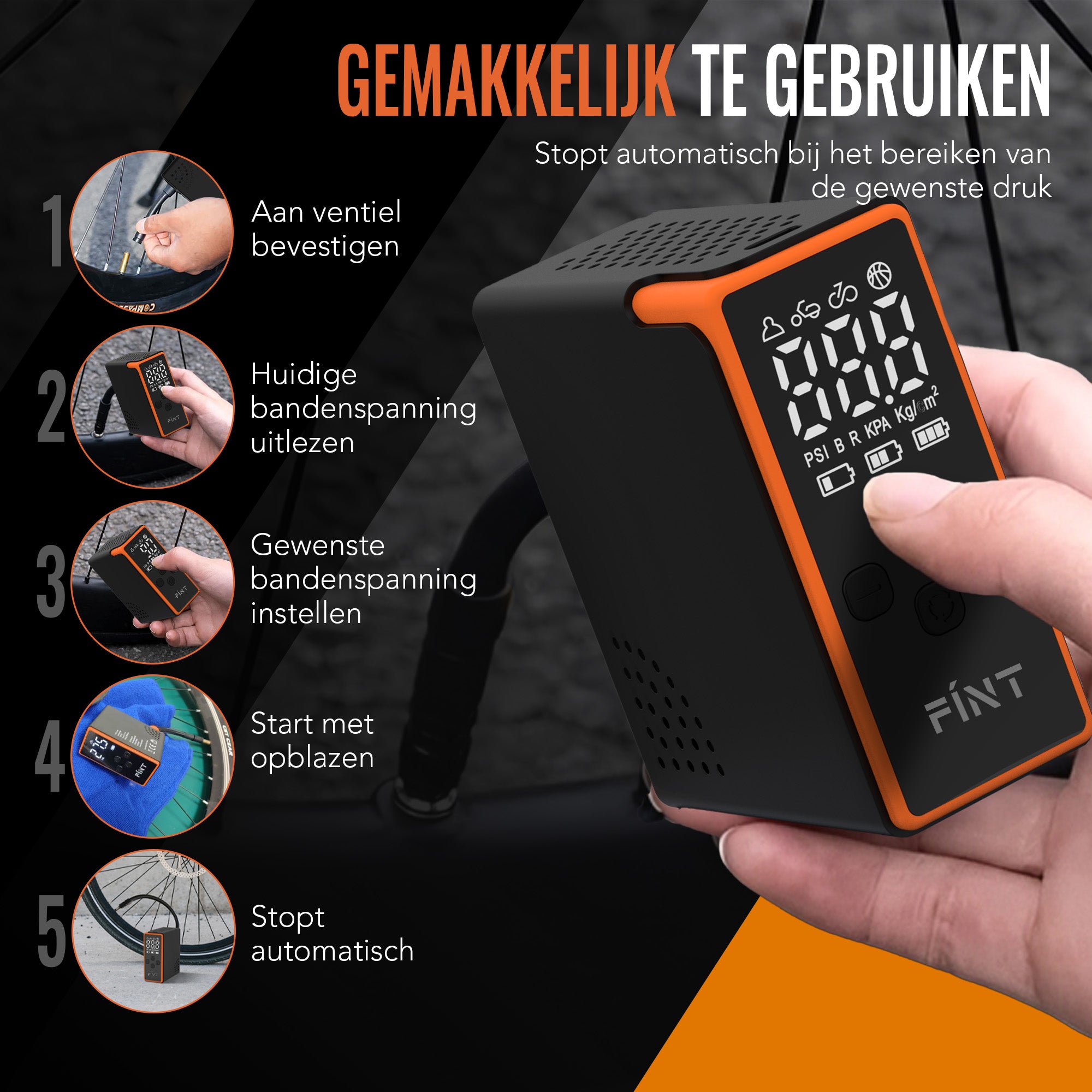 FÍNT V3 Mini - Elektrische fietspomp